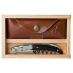 Customized Clos Laguiole Waiter's Corkscrew Set w/Genuine Black Horn Handle & Wood Box