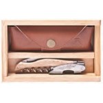 Laguiole Millesime Genuine French Oak Corkscrew Set w/Box & Leather Pouch with Logo