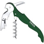 Promotional Stainless Steel Wine Bottle Opener With Green Handle