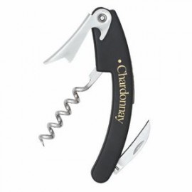 Customized Curved Nickel Plated Corkscrew w/Black Plastic Handle  Customized Curved Nickel Plated Corkscrew w/Black Plastic Handle