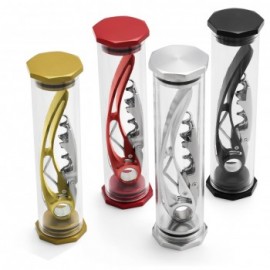 Aria Open Design Double Lever Corkscrew in Aluminum Tube with Logo  Aria Open Design Double Lever Corkscrew in Aluminum Tube with Logo