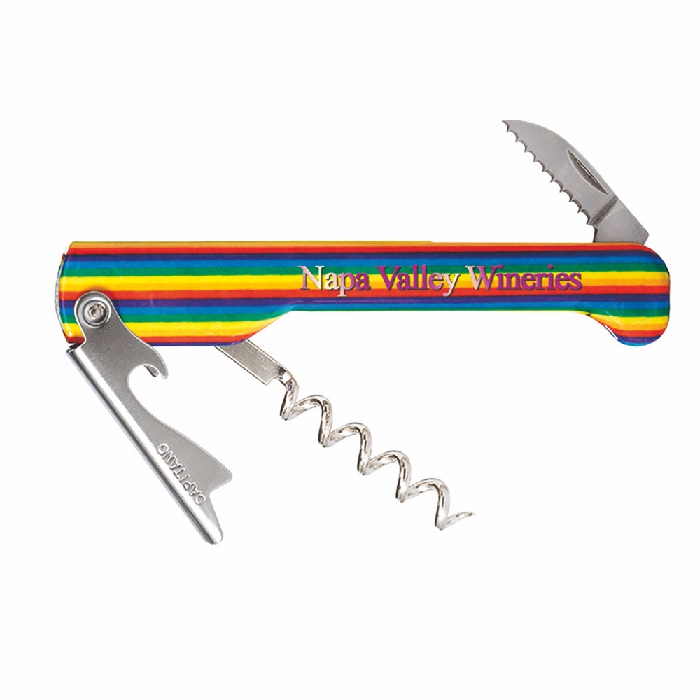 Capitano Waiter's Corkscrew w/Rainbow Handle with Logo