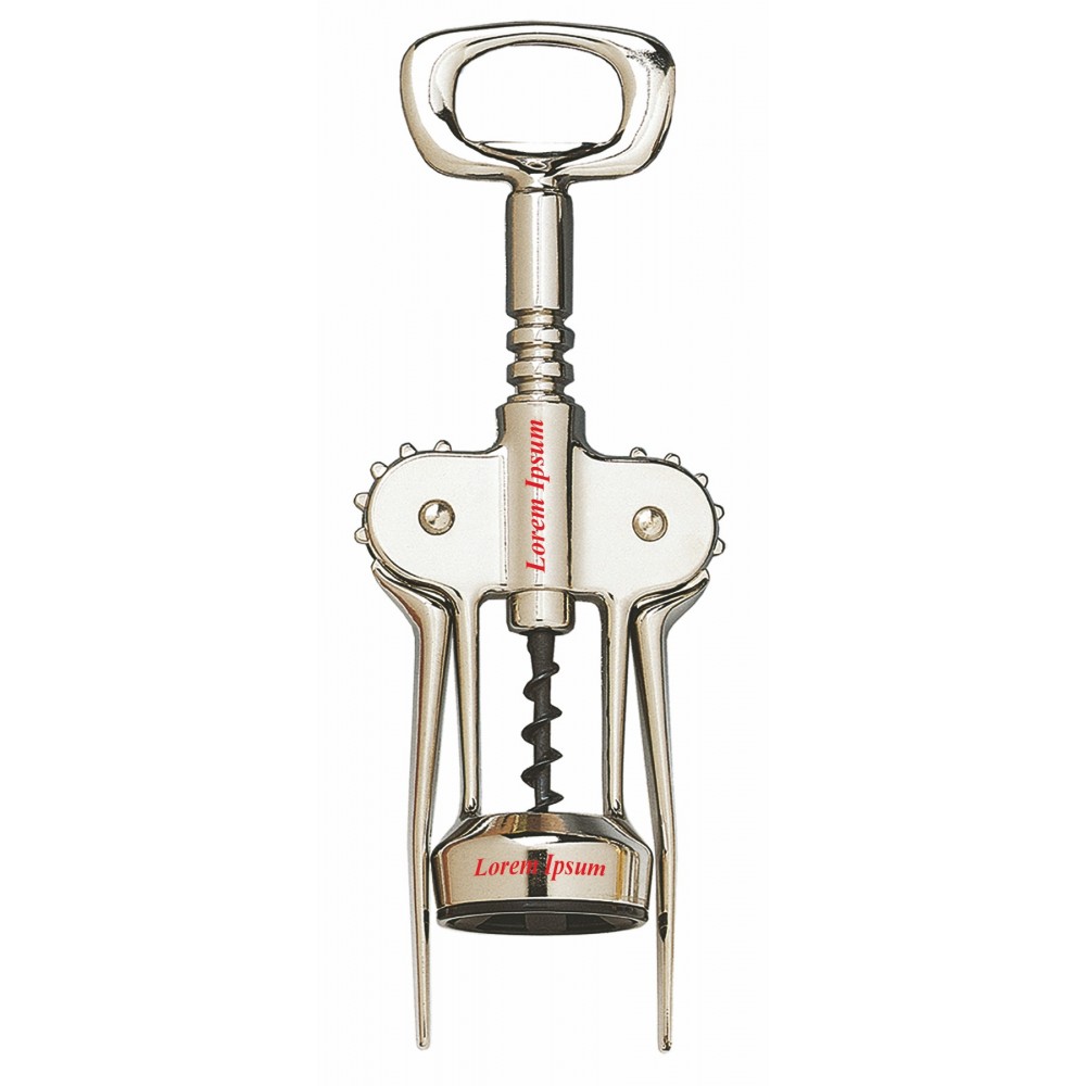 Promotional Chrome Plated Deluxe Wing Corkscrew w/Auger Worm