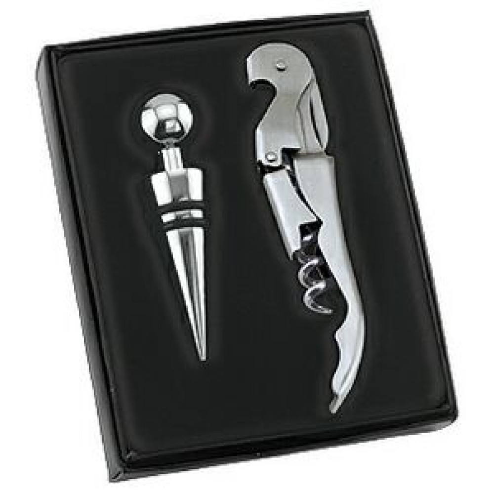Quality Stainless Steel Wine Bottle Opener and Stopper Set with Logo