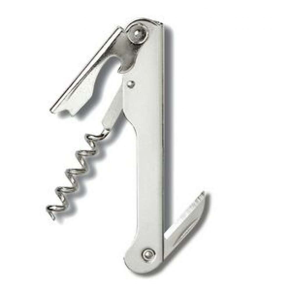 Waiter's Nickel Plated Corkscrew w/Serrated Blade with Logo