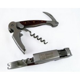 Deluxe Bartender Wood Handle Corkscrew & Bottle Opener w/ Serrated Knife with Logo  Deluxe Bartender Wood Handle Corkscrew & Bottle Opener w/ Serrated Knife with Logo