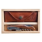 Personalized Laguiole Millesime Wood Effect Corkscrew Set w/Box & Leather Pouch