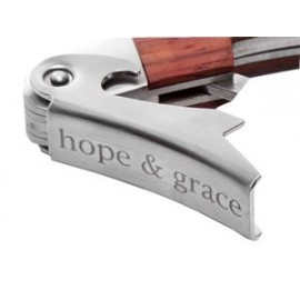 Custom Curved Stainless Steel Corkscrew w/Dark Wood Inset  Custom Curved Stainless Steel Corkscrew w/Dark Wood Inset