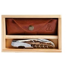Customized Laguiole Millesime Genuine Stag Horn Corkscrew Set w/Box & Leather Pouch  Customized Laguiole Millesime Genuine Stag Horn Corkscrew Set w/Box & Leather Pouch