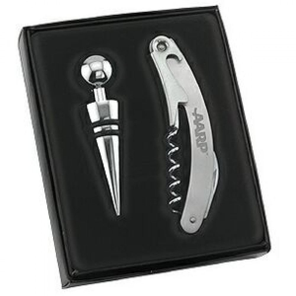 Promotional Quality Stainless Steel Wine Bottle Opener and Stopper Set