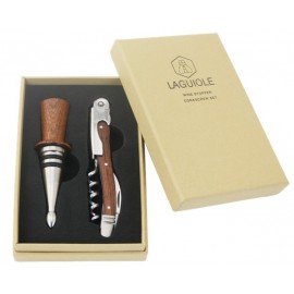 Custom Laguiole Deluxe Gift Set w/Rosewood Brown Corkscrew & Stopper