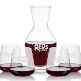 Westwood Carafe & 4 Breckland Stemless with Logo