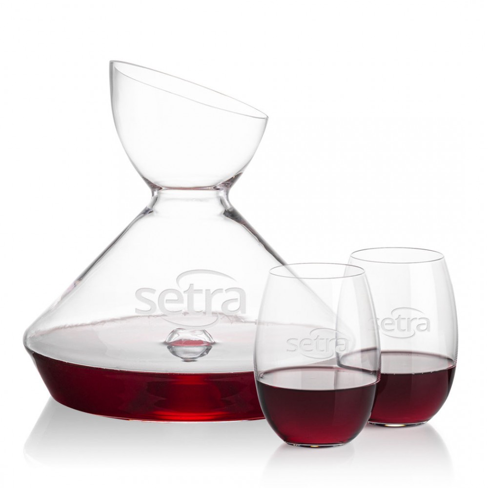 Woodbury Carafe & Carlita Stemless Wine with Logo Woodbury Carafe & Carlita Stemless Wine with Logo