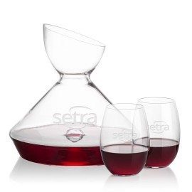 Woodbury Carafe & Carlita Stemless Wine with Logo