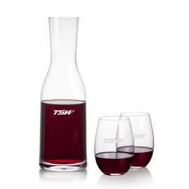 Logo Branded Caldmore Carafe & Laurent Stemless Wine