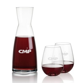 Winchester Carafe & 2 Edderton Stemless with Logo  Winchester Carafe & 2 Edderton Stemless with Logo