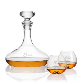 Customized Stratford Decanter & 2 Boston Stemless Cognac