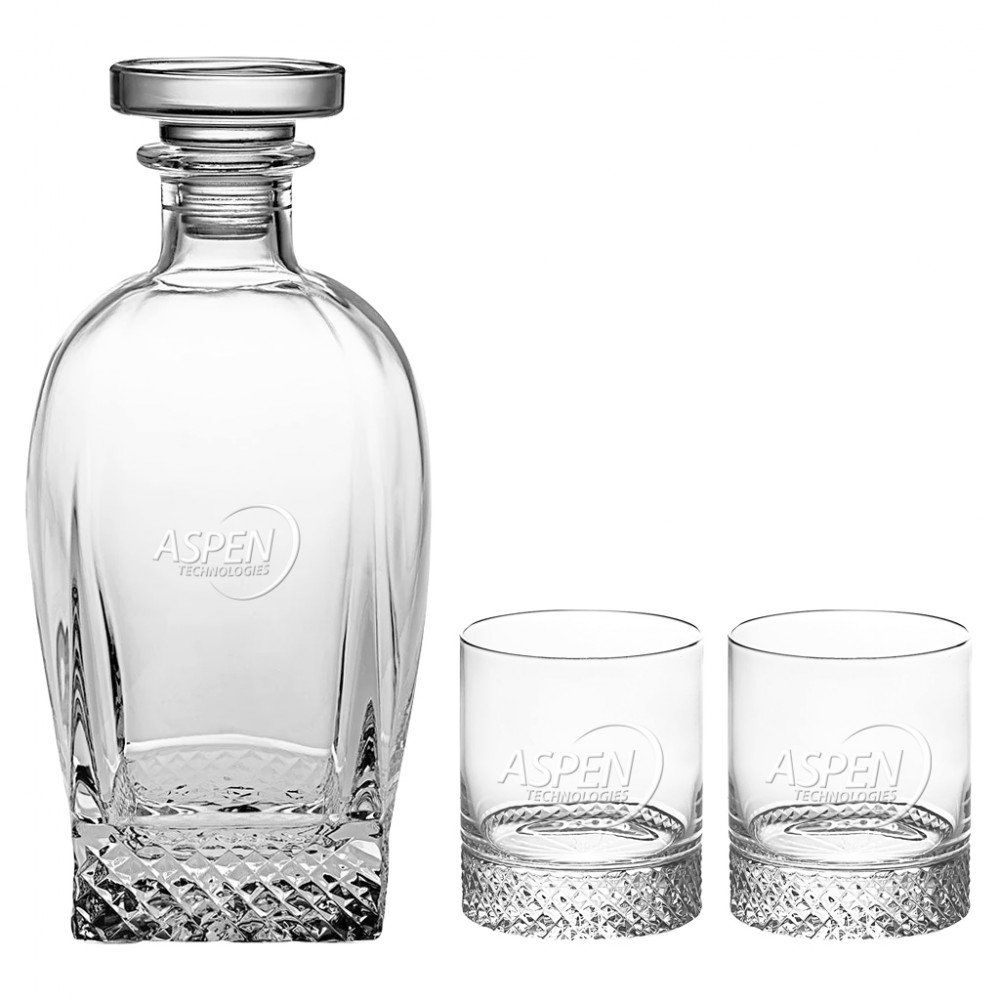 Logo Branded Westgate Diamante Decanter Set with Two Glasses Logo Branded Westgate Diamante Decanter Set with Two Glasses