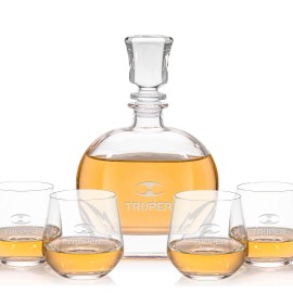 Glendale Decanter & 4 Garland On-the-Rocks with Logo  Glendale Decanter & 4 Garland On-the-Rocks with Logo