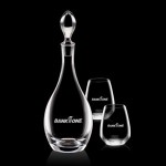 Malvern Decanter & 2 Brunswick Stemless Wine with Logo