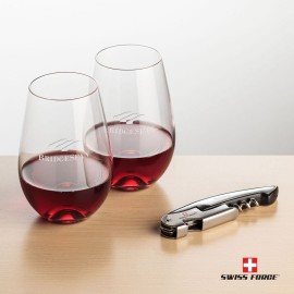 Logo Branded Swiss Force Opener & 2 Boston Wine - Silver