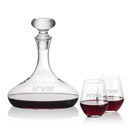 Promotional Stratford Decanter & 2 Reina Stemless Wine  Promotional Stratford Decanter & 2 Reina Stemless Wine