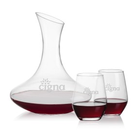 Personalized Hampton Carafe & 2 Mandelay Stemless Wine  Personalized Hampton Carafe & 2 Mandelay Stemless Wine