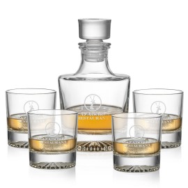 Customized Romford Decanter & 4 On-the-Rocks