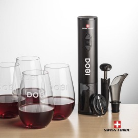 Custom Swiss Force Opener & 4 Boston Stemless Wine