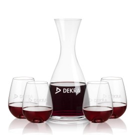 Barham Carafe & 4 Edderton Stemless Wine with Logo  Barham Carafe & 4 Edderton Stemless Wine with Logo