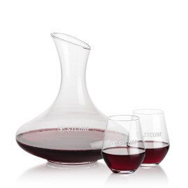 Logo Branded Innisfil Carafe & 2 Reina Stemless Wine