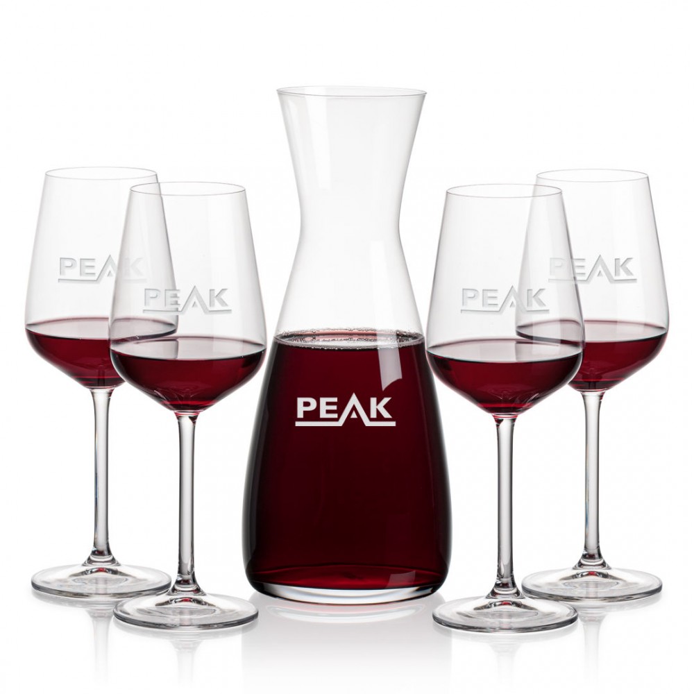 Portofino Carafe & 4 Elderwood Wine with Logo Portofino Carafe & 4 Elderwood Wine with Logo