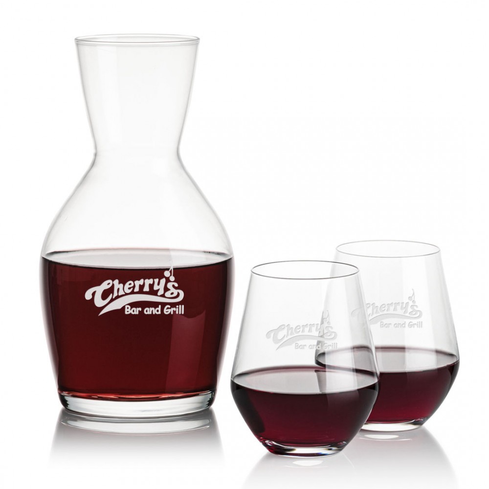 Westwood Carafe & 2 Reina Stemless with Logo