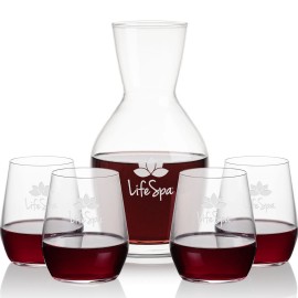 Westwood Carafe & 4 Germain Stemless with Logo
