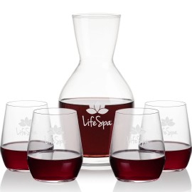 Logo Branded Westwood Carafe & 4 Germain Stemless  Logo Branded Westwood Carafe & 4 Germain Stemless