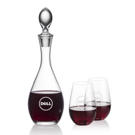 Malvern Decanter & 2 Boston Stemless Wine with Logo  Malvern Decanter & 2 Boston Stemless Wine with Logo