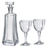 Arezzo Decanter (25 oz.) with Two Matching (9 oz.) Arezzo Wine Glasses (3 Piece Set) with Logo