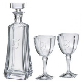 Logo Branded Arezzo Decanter (25 oz.) with Two Matching (9 oz.) Arezzo Wine Glasses (3 Piece Set)  Logo Branded Arezzo Decanter (25 oz.) with Two Matching (9 oz.) Arezzo Wine Glasses (3 Piece Set)