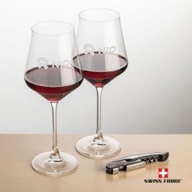 Customized Swiss Force Opener & 2 Bretton Wine - Silver