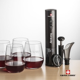 Swiss Force Opener & 4 Germain Stemless Wine with Logo  Swiss Force Opener & 4 Germain Stemless Wine with Logo