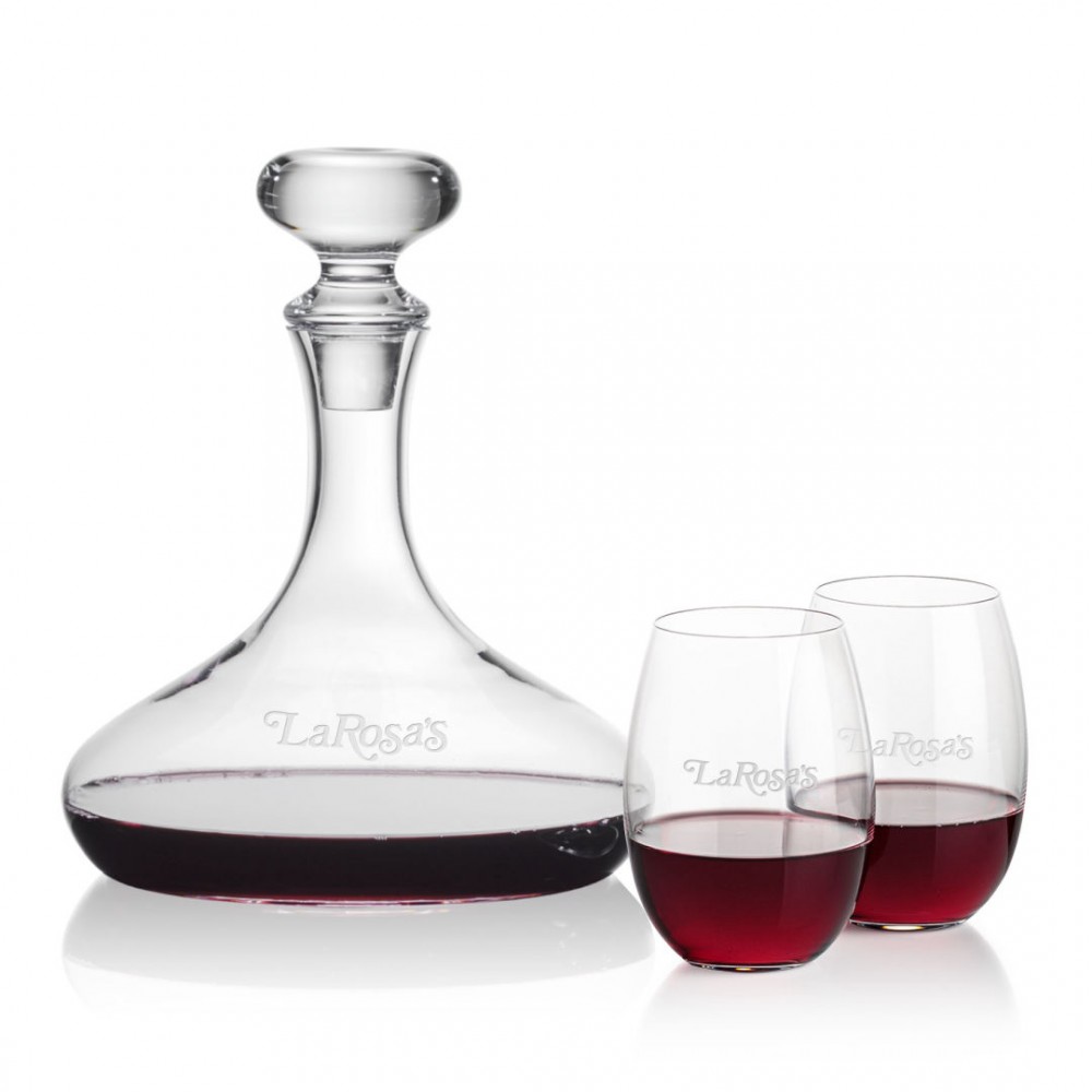 Stratford Decanter & Carlita Stemless Wine with Logo Stratford Decanter & Carlita Stemless Wine with Logo