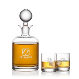 Dresden Decanter & 2 On-the-Rocks with Logo  Dresden Decanter & 2 On-the-Rocks with Logo