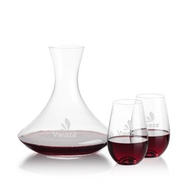 Senderwood Carafe & 2 Boston Stemless Wine with Logo  Senderwood Carafe & 2 Boston Stemless Wine with Logo