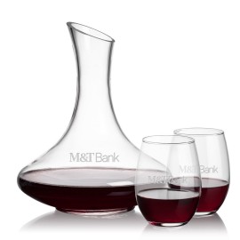 Kanata Carafe & 2 Stanford Stemless Wine with Logo