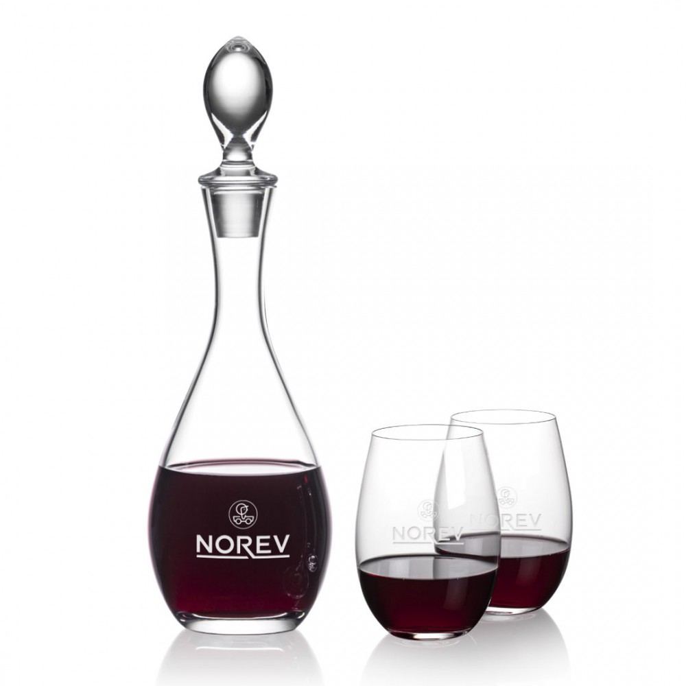 Malvern Decanter & Laurent Stemless Wine with Logo Malvern Decanter & Laurent Stemless Wine with Logo