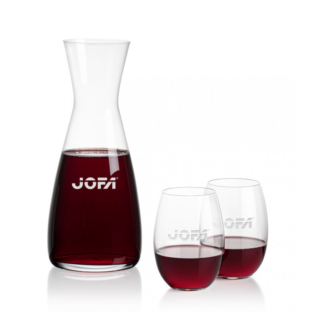 Portofino Carafe & Carlita Stemless Wine with Logo Portofino Carafe & Carlita Stemless Wine with Logo