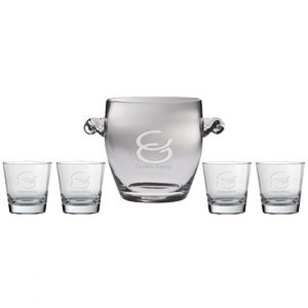 Custom Engraved Westgate Newlands Ice Bucket 9"H with Four Matching (12.25 oz.) Sinfonia Tumblers (5 Piece Set) Custom Engraved Westgate Newlands Ice Bucket 9"H with Four Matching (12.25 oz.) Sinfonia Tumblers (5 Piece Set)
