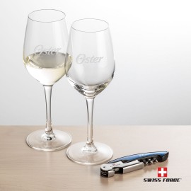 Logo Branded Swiss Force Opener & 2 Lethbridge Wine - Blue