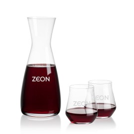 Portofino Carafe & 2 Bretton Stemless Wine with Logo  Portofino Carafe & 2 Bretton Stemless Wine with Logo