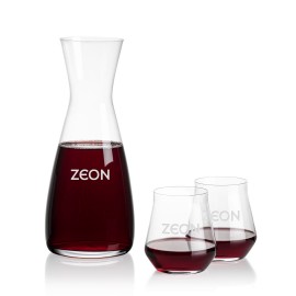 Portofino Carafe & 2 Bretton Stemless Wine with Logo